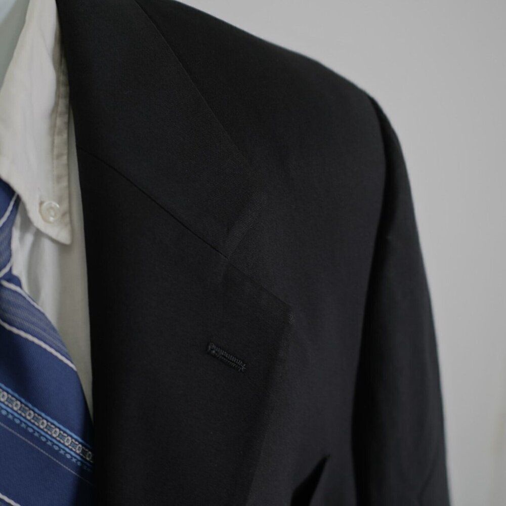 Baroni Comero Super 120s Wool Black 3 Gold / Black Button Blazer 42R Italy Made - Picture 2 of 12